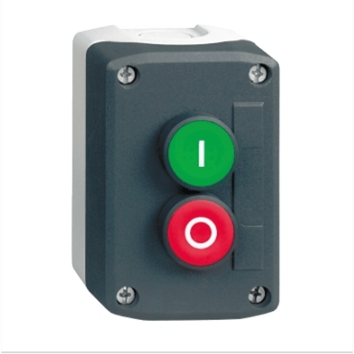 Caja con 2 pulsadores, verde y rojo, i-o