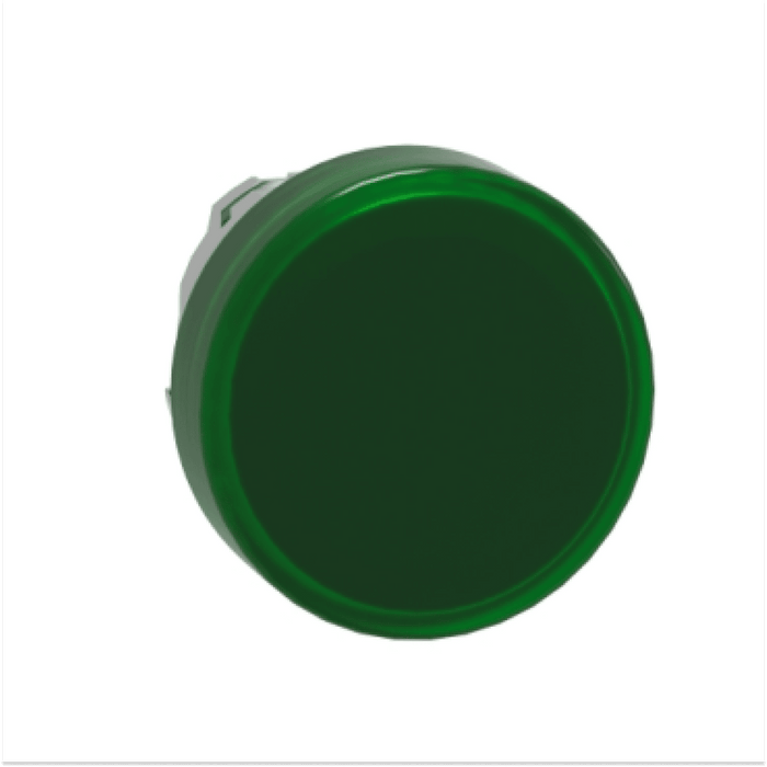 Cabeza piloto luminoso - 22 - redonda - lentes lisas verdes