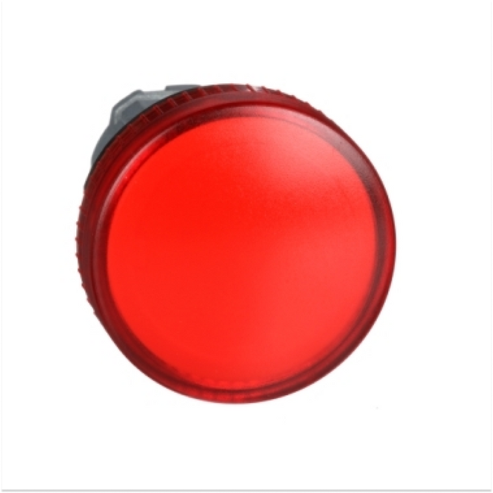 Cabeza piloto luminoso - 22 - redonda - lentes lisas rojas
