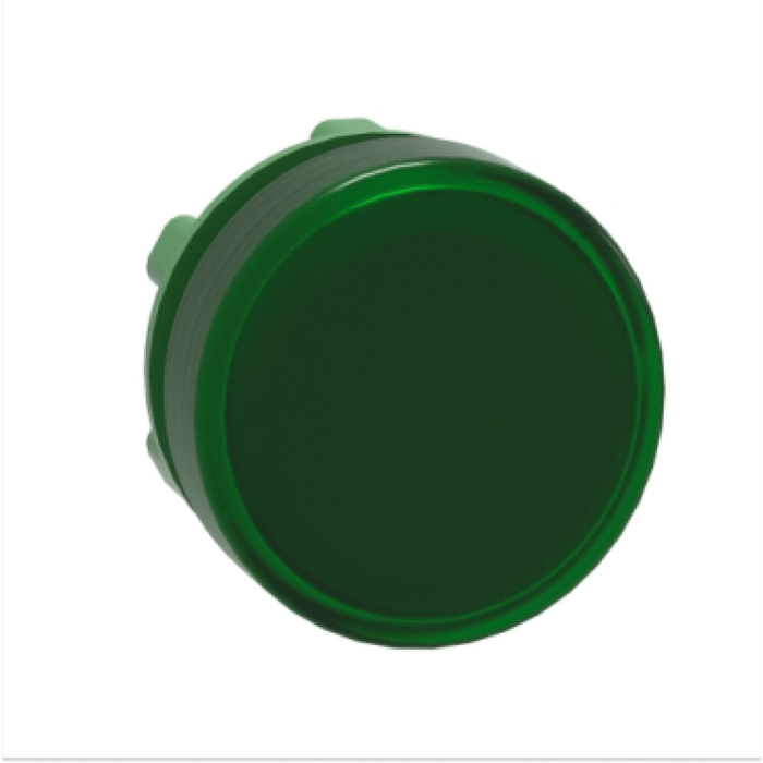 Cabeza piloto luminoso - 22 - redonda - lentes lisas verdes