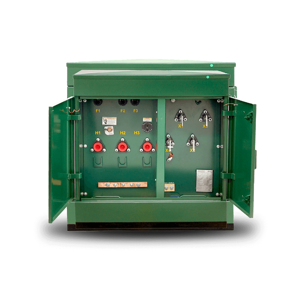 Transformador trifasico de pedestal 112.5 KVA de operacion radial cone ...