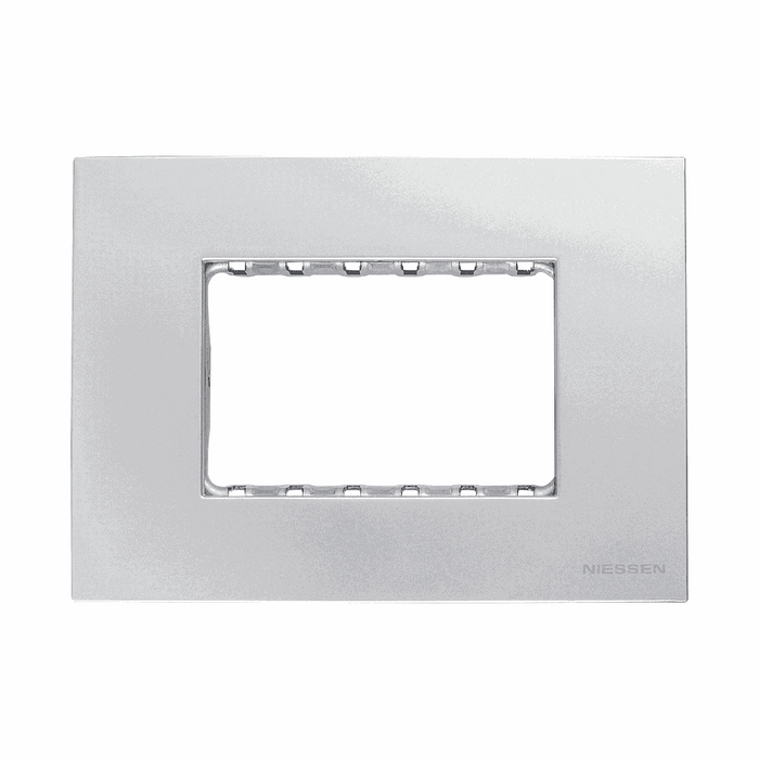 Placa Zenit color plata de 3 modulos - Estevez