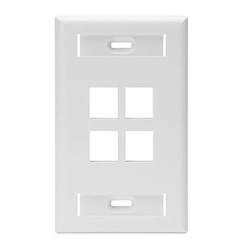 Placa Quickport 4 ventanas, color blanco - Leviton