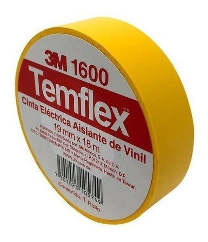 Cinta aislante de PVC Temflex 1600 de 18m amarillo - 3M