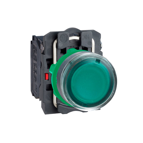 Pulsador luminoso verde redondo 22mm IP65 led integral 24V